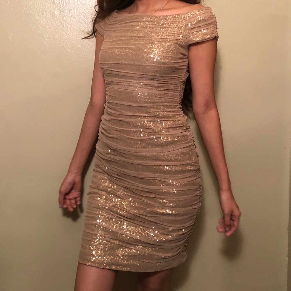 Gold sequin dress